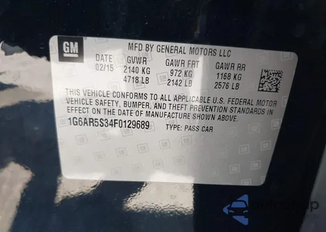 2015 Cadillac Cts Luxury из США, поврежденный, VIN 1G6AR5S34F0129689